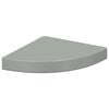 vidaXL Kotna polica visok sijaj siva 25x25x3,8 cm MDF