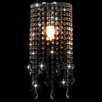 vidaXL Stenska svetilka s kristalnimi kroglami srebrna pravokotna E14