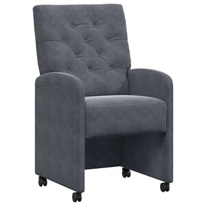vidaXL Jedilni stoli s kolesi 2 kos Žamet Temno siva 58 x 67 x 97 cm