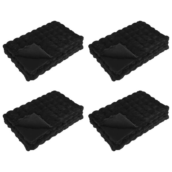 vidaXL Dežnik iz umetnega zajčjega krzna Olite 4 pcs Črna 130 x 150 cm