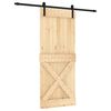 vidaXL Drsna vrata Naravna in črna 85 x 210 cm Masiven borov les