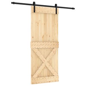 vidaXL Drsna vrata Naravna in črna 85 x 210 cm Masiven borov les