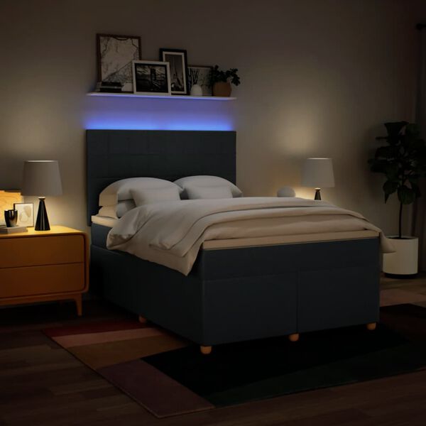 vidaXL Box spring postelja z vzmetnico modra 140x190 cm blago