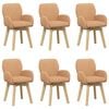vidaXL Vrtilne jedilne stole 6 pcs Boucl&eacute; Bež 54 x 58 x 87 cm