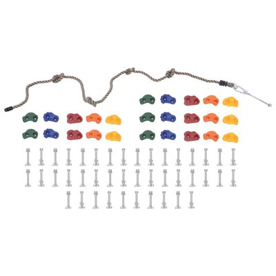 vidaXL Plezalni oprimki z vrvjo 50 kosov večbarvni