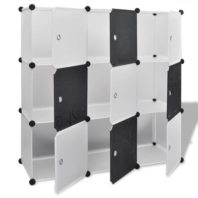 Črno-beli organizator s kockami z 9 predelki 110 x 37 x 110 cm