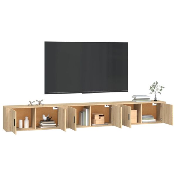 vidaXL Stenska TV omarica 3 kosi sonoma hrast 100x34,5x40 cm