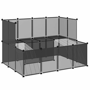 vidaXL Ograda za male živali črna 143x107x93 cm PP in jeklo