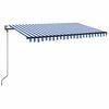 vidaXL Avtomatska tenda LED + senzor 400x350 cm modra in bela
