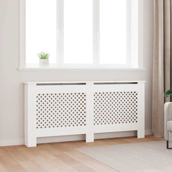 vidaXL Pokrov za radiator bel 172x19x81,5 cm MDF