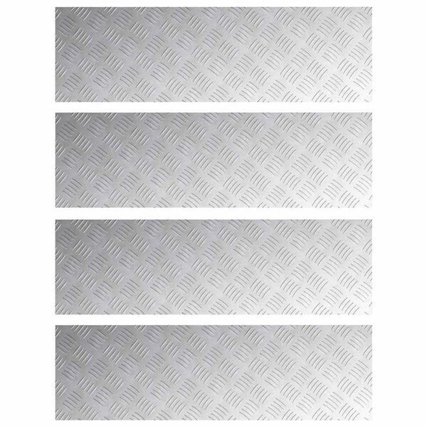 vidaXL Stopnice Pravokotna 4 pcs srebrna 100 x 30 cm Aluminij
