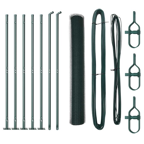 vidaXL Steber ograje. Zelena 10 x 1,2 m (13 mm mreža) Jeklo in PVC