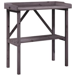 vidaXL Miza za rastline s polico siva 78x38x82,5 cm trden les jelke
