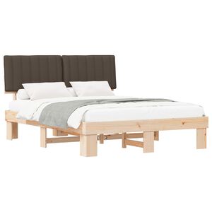 vidaXL Posteljni okvir z oblazinjenim vzglavjem Taupe 160 x 200 cm