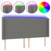 vidaXL LED posteljno vzglavje temno sivo 163x16x118/128 cm blago