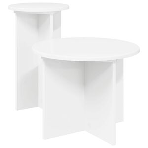 vidaXL Komplet stranskih mizic 2 pcs Bela Inženirski les