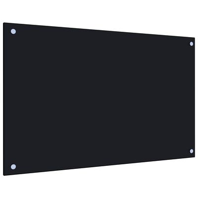 vidaXL Kuhinjska zaščitna obloga črna 80x50 cm kaljeno steklo