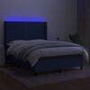 vidaXL Box spring postelja z vzmetnico LED modra 140x190 cm blago