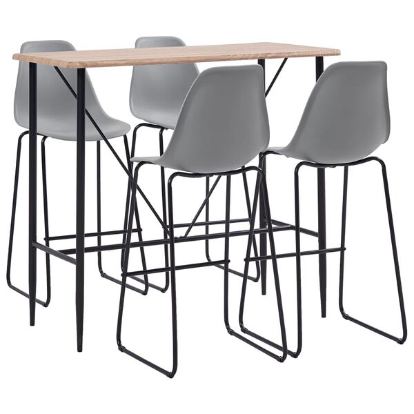 vidaXL Barska garnitura 5-delna plastika siva