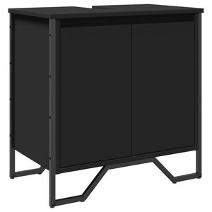 vidaXL Omarica za umivalnik črna 60x35x60 cm inženirski les