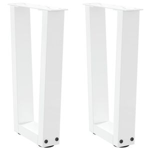 vidaXL Noge za klubsko mizico v obliki črke V 2 kosa bele 28 x (42-43,3) cm jeklo