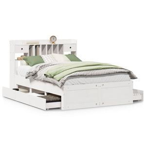 vidaXL Knjižna postelja brez vzmetnice bela 160x200 cm trdna borovina