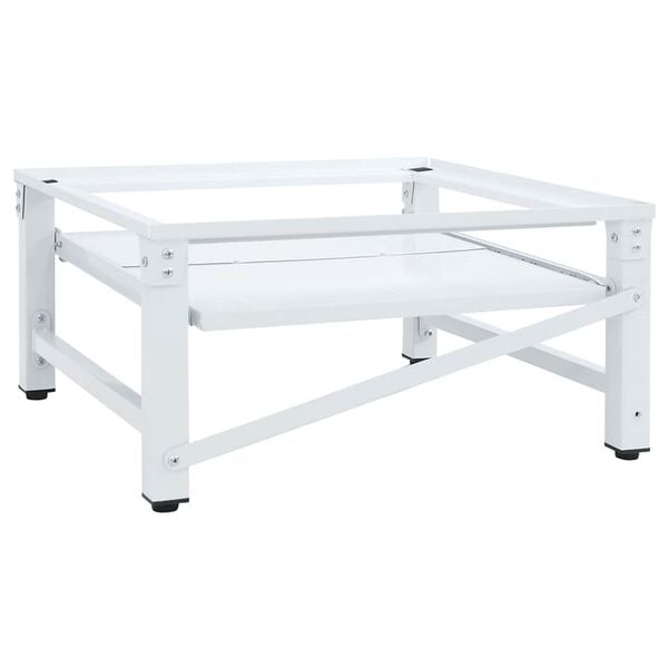 vidaXL Podstavek za pralni stroj z izvlečno polico bel