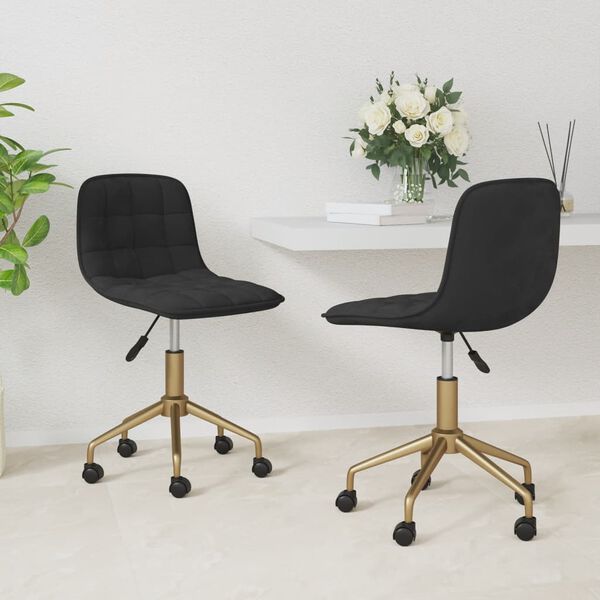 vidaXL Vrtljiv jedilni stol 2 kosa črn žamet