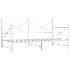 vidaXL Dnevna postelja s skrinjo brez leži&scaron;ča Bela 100x190 cm Jeklo