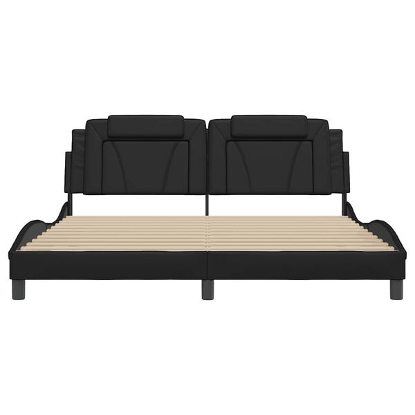 vidaXL Posteljni okvir brez vzmetnice Viana črn 180x200 cm umetno usnje
