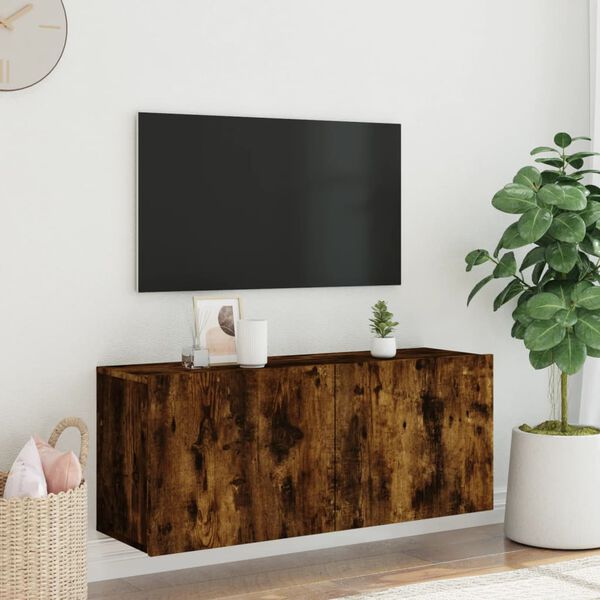 vidaXL Stenska TV omarica dimljen hrast 100x30x41 cm