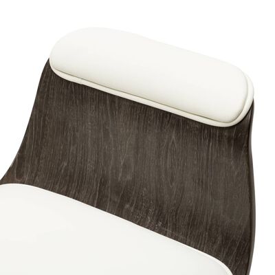 vidaXL Pisarniški stol bel ukrivljen les in umetno usnje