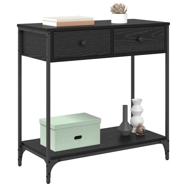 vidaXL Konzolna miza Črna Orehovina 75 x 34,5 x 75 cm Konstruiran les