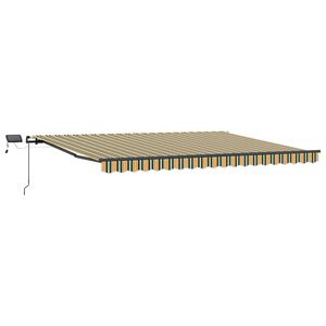 vidaXL Retraktilna tenda Zelena in rumena 400 &times;300 cm blago