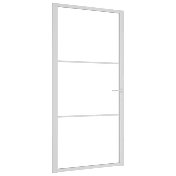 vidaXL Notranja vrata 102,5x201,5 cm bela ESG steklo in aluminij