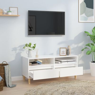 vidaXL TV omarica visok sijaj bela 100x34,5x44,5 cm inženirski les