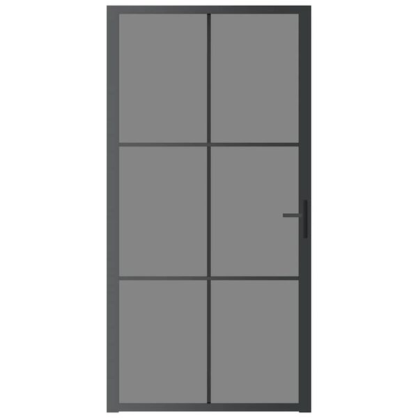 vidaXL Notranja vrata 102,5x201,5 cm črno ESG steklo in aluminij