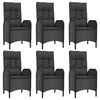 vidaXL Vrtna jedilna garnitura 7-delna z blazinami črna poli ratan