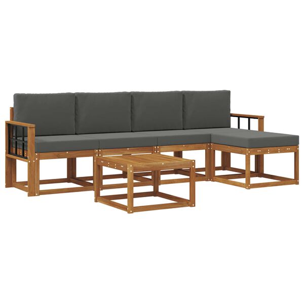 vidaXL Zunanja garnitura za sedenje 6 pcs Naravna in antracitna