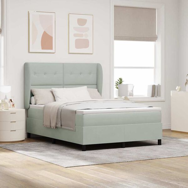 vidaXL Postelja z vzmetnico Svetlo siva 200 x 140 cm Poliester