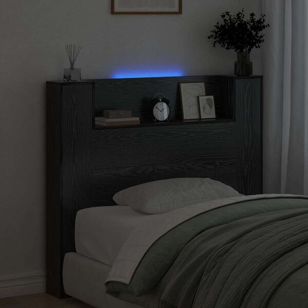 vidaXL Vzglavje Črna Orehovina 120 x 15 x 103,5 cm Konstruiran les