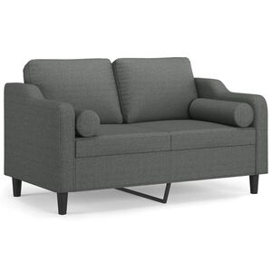vidaXL Kavč dvosed z blazinami temno siv 120 cm blago