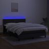 vidaXL Box spring postelja z vzmetnico LED črna 140x200 cm blago