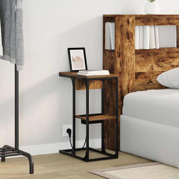 vidaXL Nočna omarica Dimljeni oreh 41,5 x 26 x 60,5 cm Konstruiran les