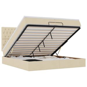 vidaXL Otomanski posteljni okvir z vzmetnicami krem 200x200 cm blago
