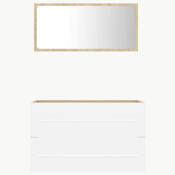 vidaXL 2-delni komplet kopalni&scaron;kega pohi&scaron;tva bel in sonoma hrast