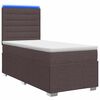 vidaXL LED posteljni pod z vzmetnico Temno rjava 90 x 200 cm Blago