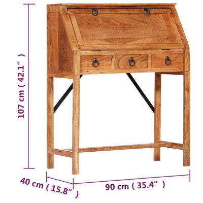 vidaXL Pisalna miza 90x40x107 cm trden akacijev les