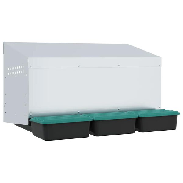 vidaXL Gnezdi&scaron;če za pi&scaron;čance s 3 predelki, stensko, pocinkano jeklo