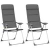 vidaXL Stol za kampiranje 2 kosa sive barve aluminij 58x69x111 cm